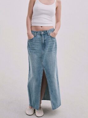 Denim Forum The '90s Vintage Maxi Denim Skirt